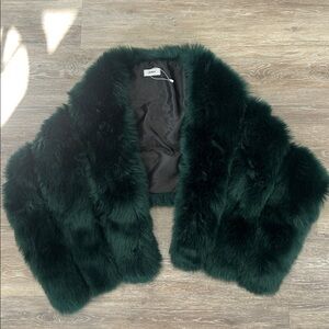 UMREN Women's Luxury Party Faux Fox Fur Long Shawl Cloak Cape for Winter One SZ